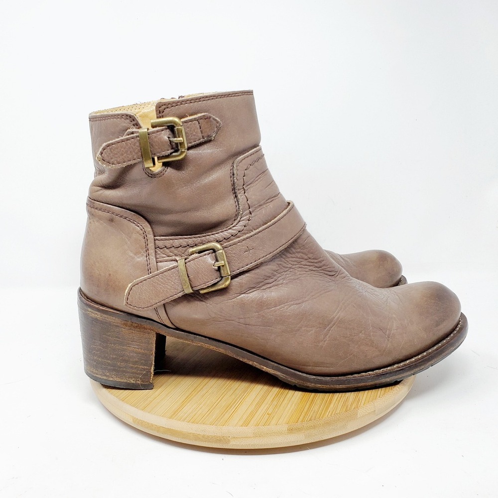 Gidigio Ankle Boots Womens 41 Belted Buckle Moto‎ Bootie Leather Shoes
